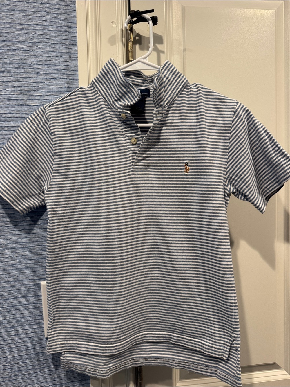 Polo Ralph Lauren Boys' Short Sleeve Stripe Shirt - Light Blue & White